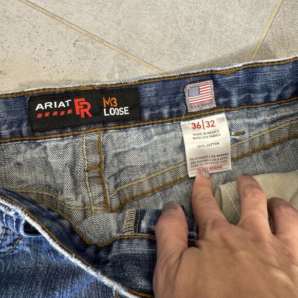 Ariat FR M3 Loose Straight Jeans 36x32 Cat 2 Lot of 2 Workwear Blue Wash GUC - Picture 4 of 16